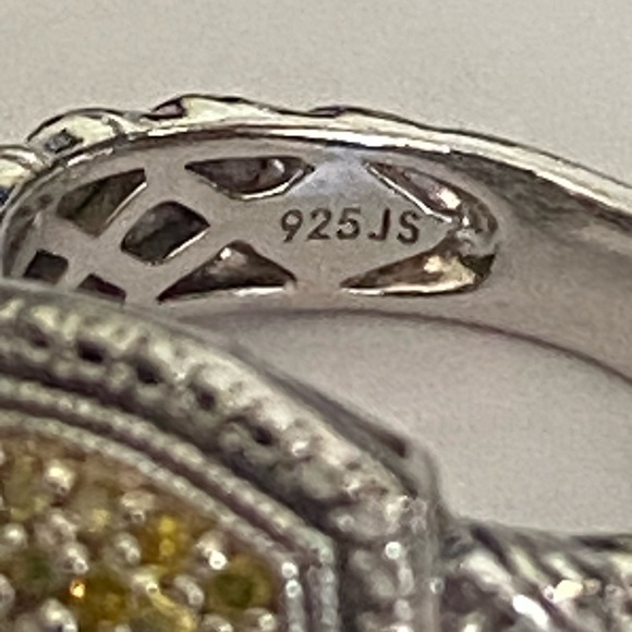 Yellow Diamond Sterling Ring size 6 Signed JS - Picture 6 of 8